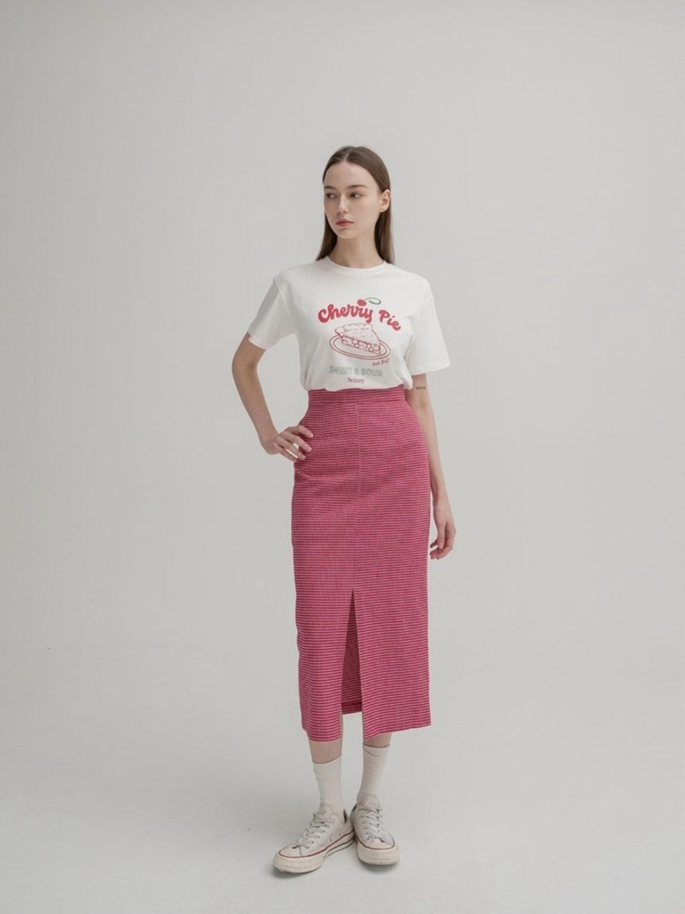 NWOT Korean Brand Atelier Nain White "Cherry Pie" Graphic Tee